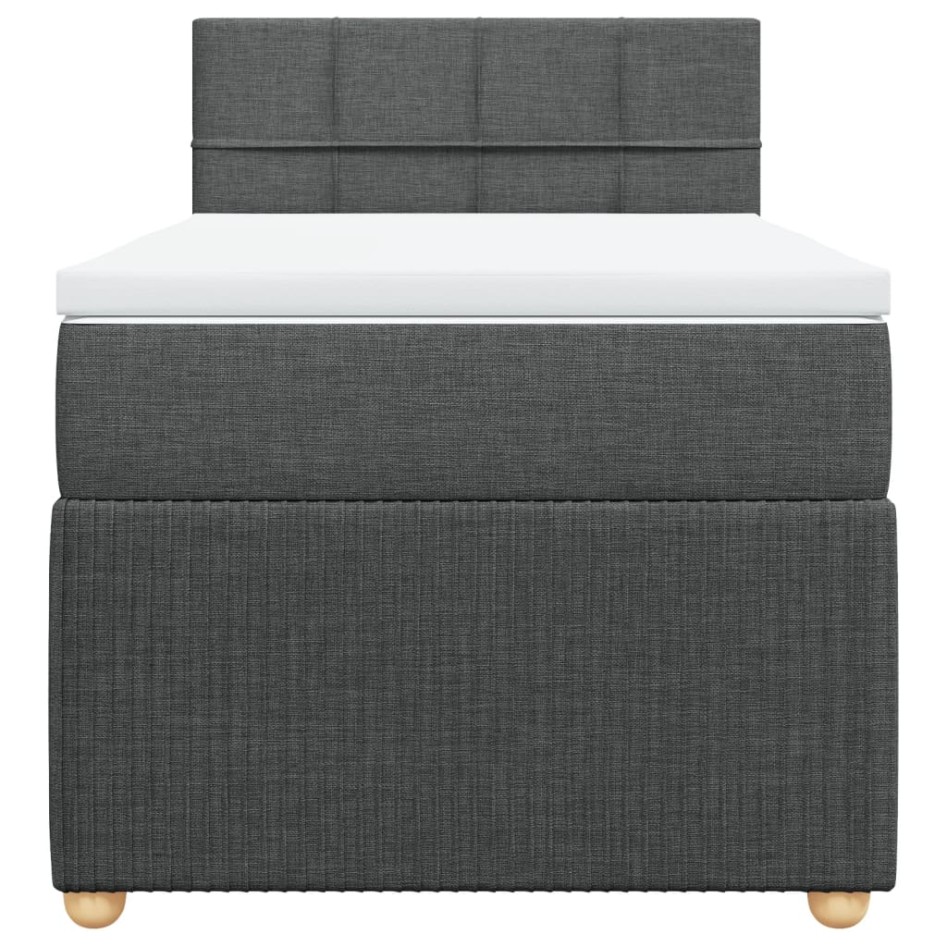 Cama box spring con colchón tela gris oscuro 90x190