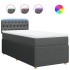 Cama box spring con colchón tela gris oscuro 90x190