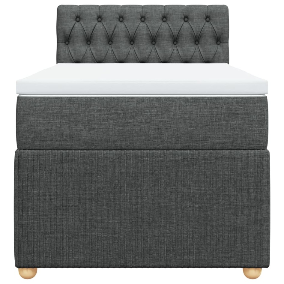 Cama box spring con colchón tela gris oscuro 90x190