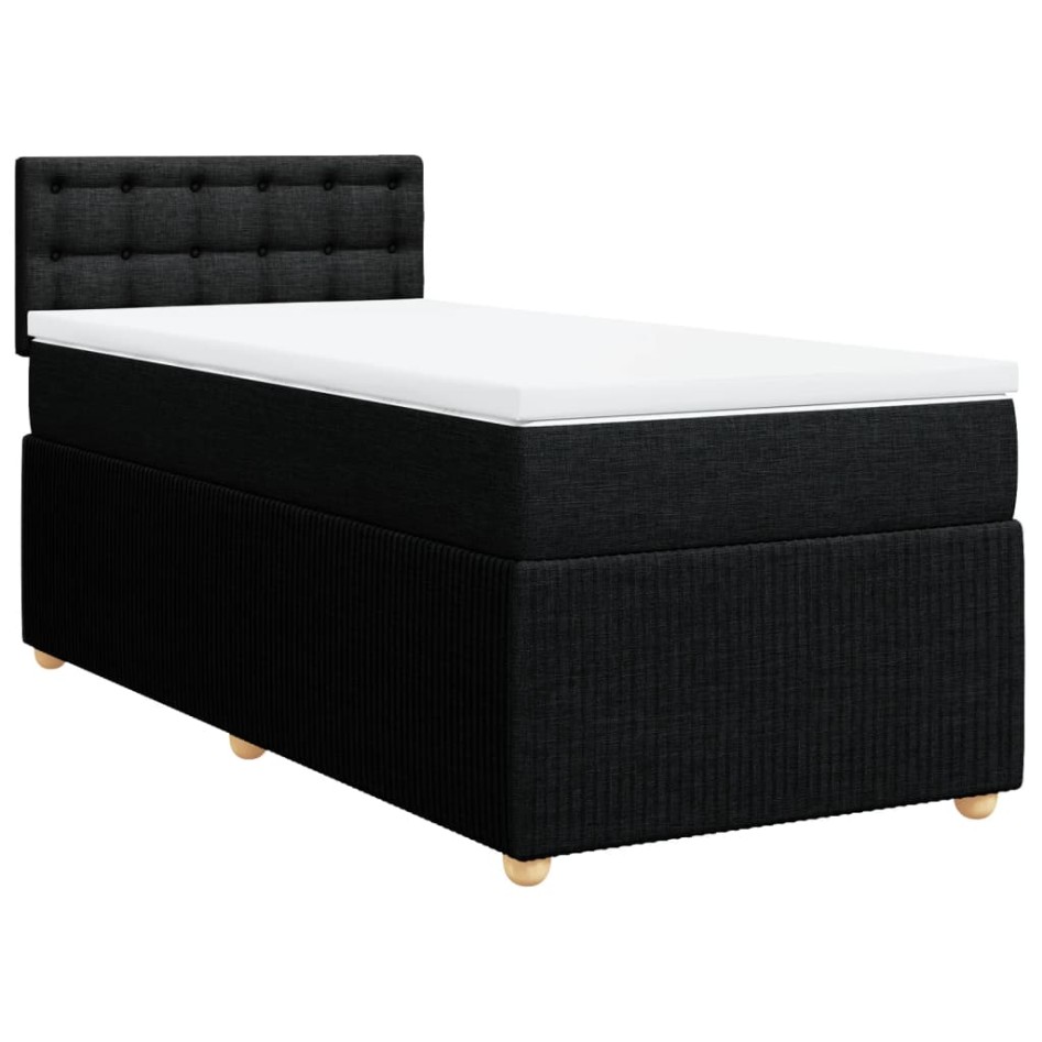 Cama box spring con colchón tela negro 90x190