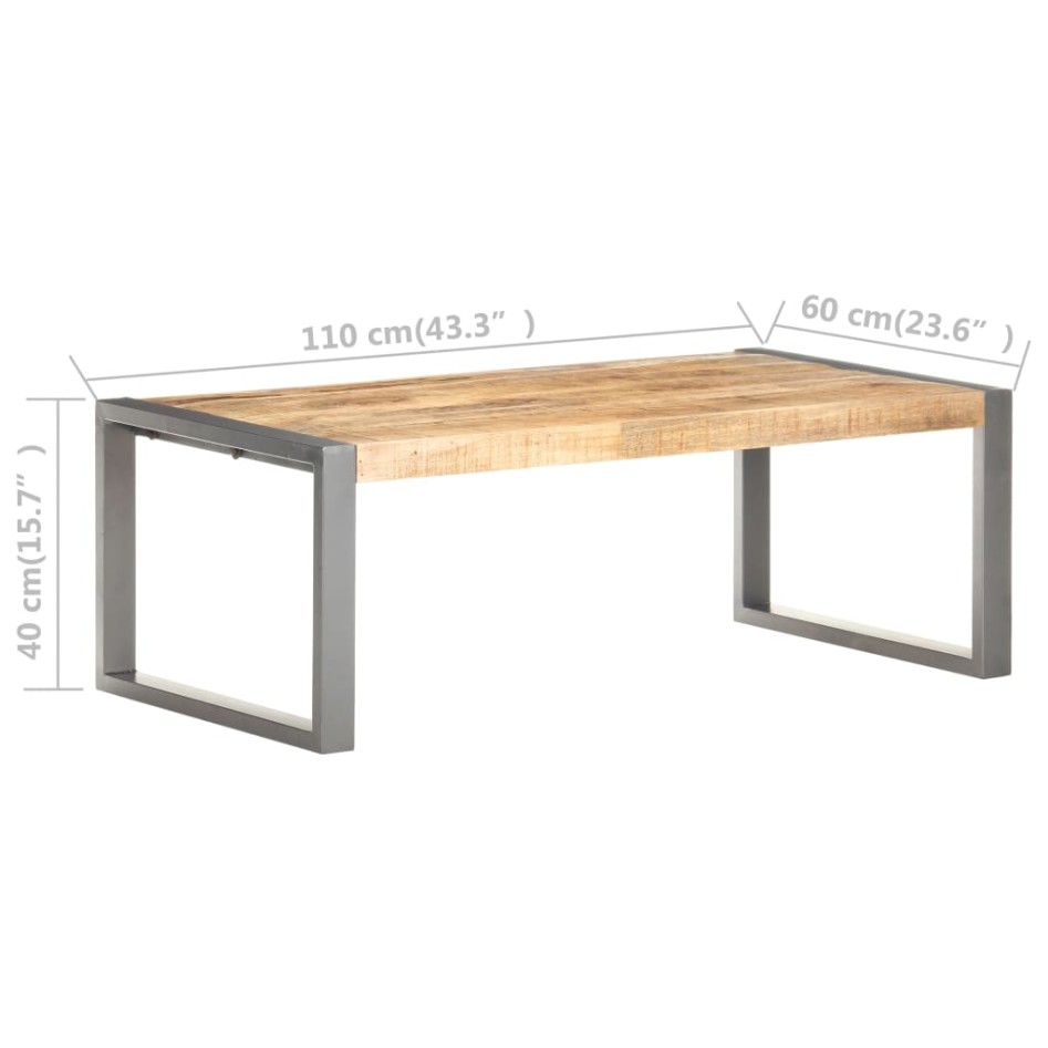 Mesa de centro madera de mango rugosa 110x60x40