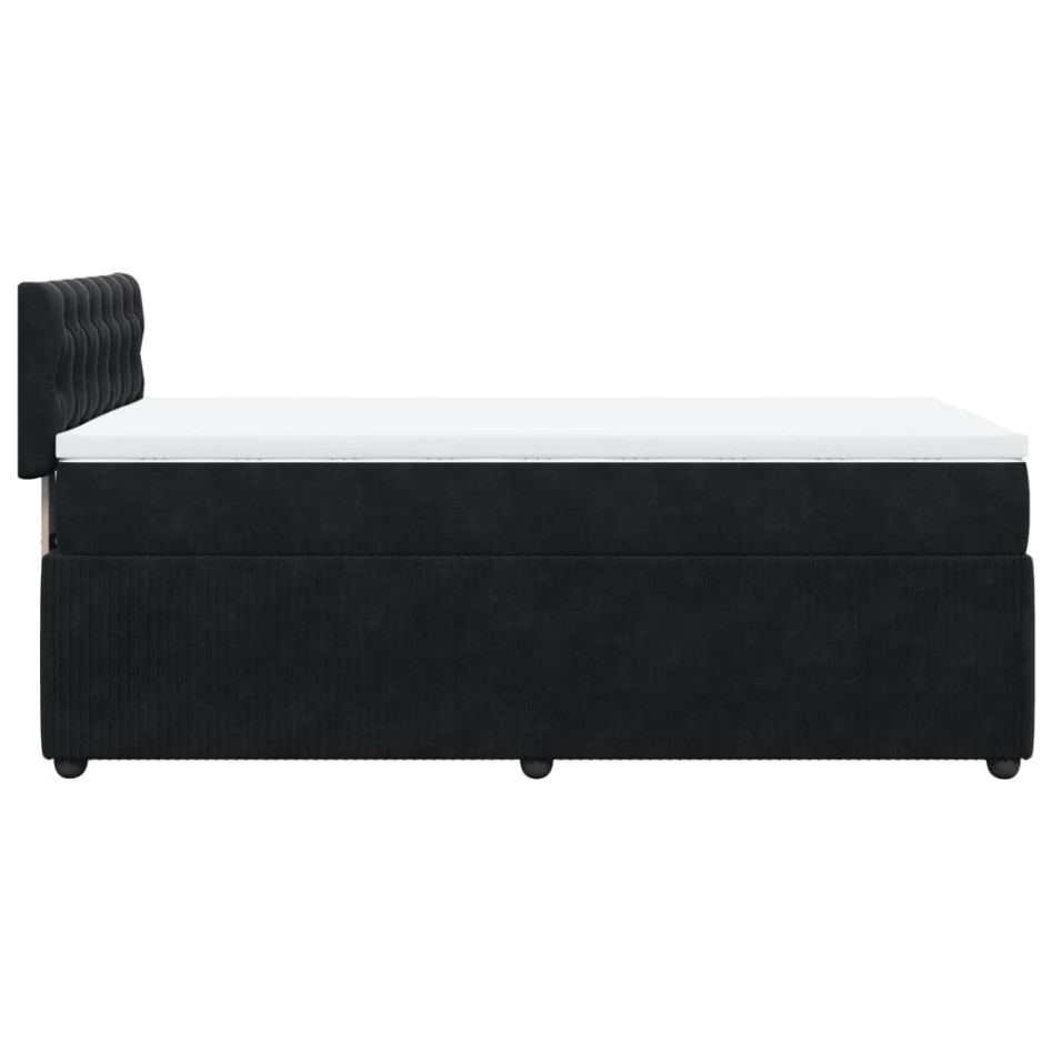 Cama box spring con colchón terciopelo negro 80x200