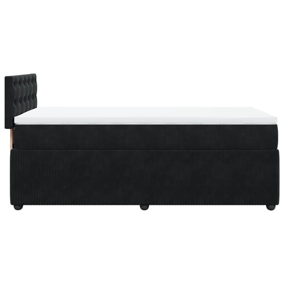 Cama box spring con colchón cuero sintético negro 90x190