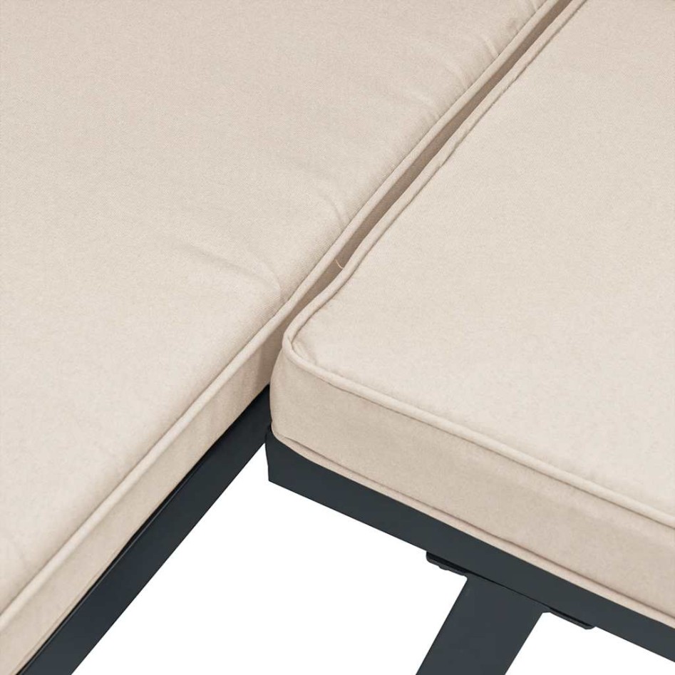 Set sofás jardín y cojines 5 pzas acero recubierto polvo