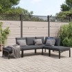 Set de sofás de jardín con cojines 4 piezas aluminio negro