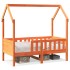 Cama con forma de casa de niños madera maciza marrón 80x160