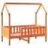 Cama con forma de casa de niños madera maciza marrón 80x160