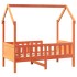 Cama con forma de casa de niños madera maciza marrón 80x160