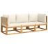 Set de sofás de jardín con cojines 3 pzas madera maciza