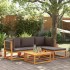 Set de sofás de jardín con cojines 5 pzas madera maciza