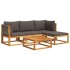 Set de sofás de jardín con cojines 5 pzas madera maciza