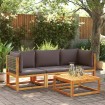 Set de sofás de jardín con cojines 3 pzas madera maciza acacia
