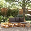Set sofás de jardín con cojines 4 pzas madera maciza de acacia