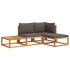 Set sofás de jardín con cojines 4 pzas madera maciza de