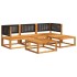 Set de sofás de jardín con cojines 5 pzas madera maciza