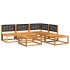 Set de sofás de jardín con cojines 6 pzas madera maciza