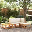 Set sofás de jardín con cojines 4 pzas madera maciza de acacia