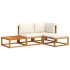Set sofás de jardín con cojines 4 pzas madera maciza de