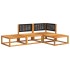 Set sofás de jardín con cojines 4 pzas madera maciza de