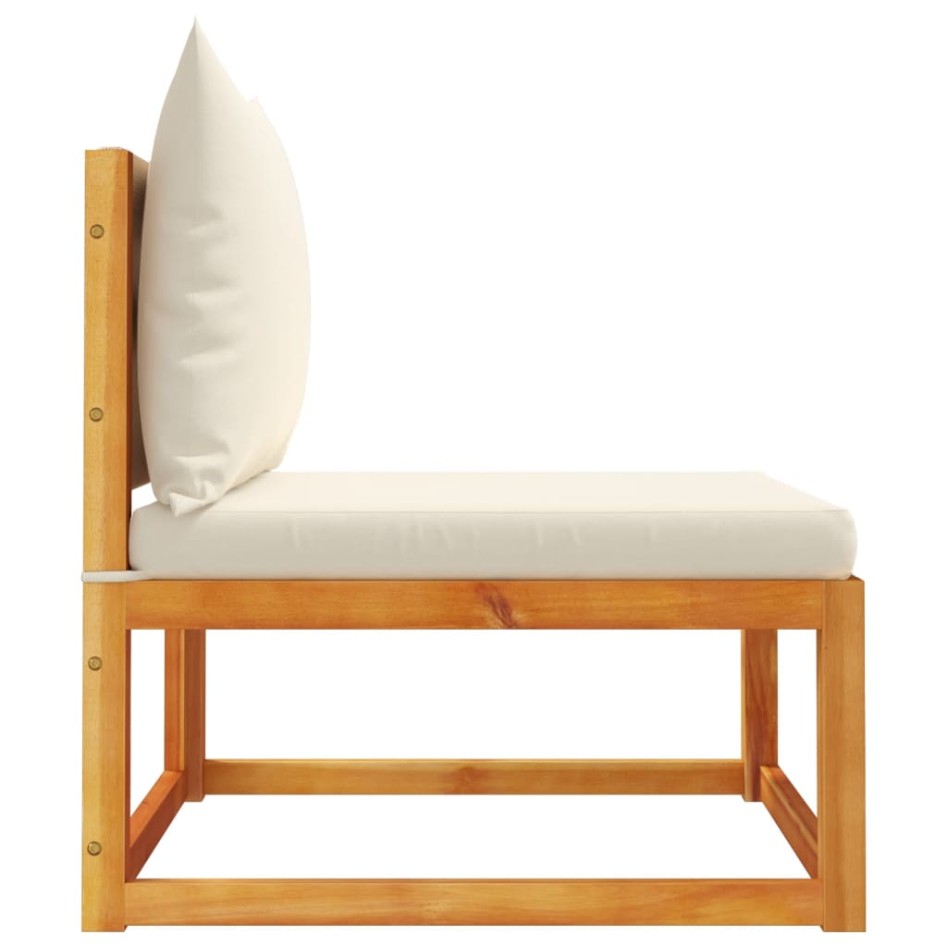 Sofá jardín sin reposabrazos con cojines madera maciza