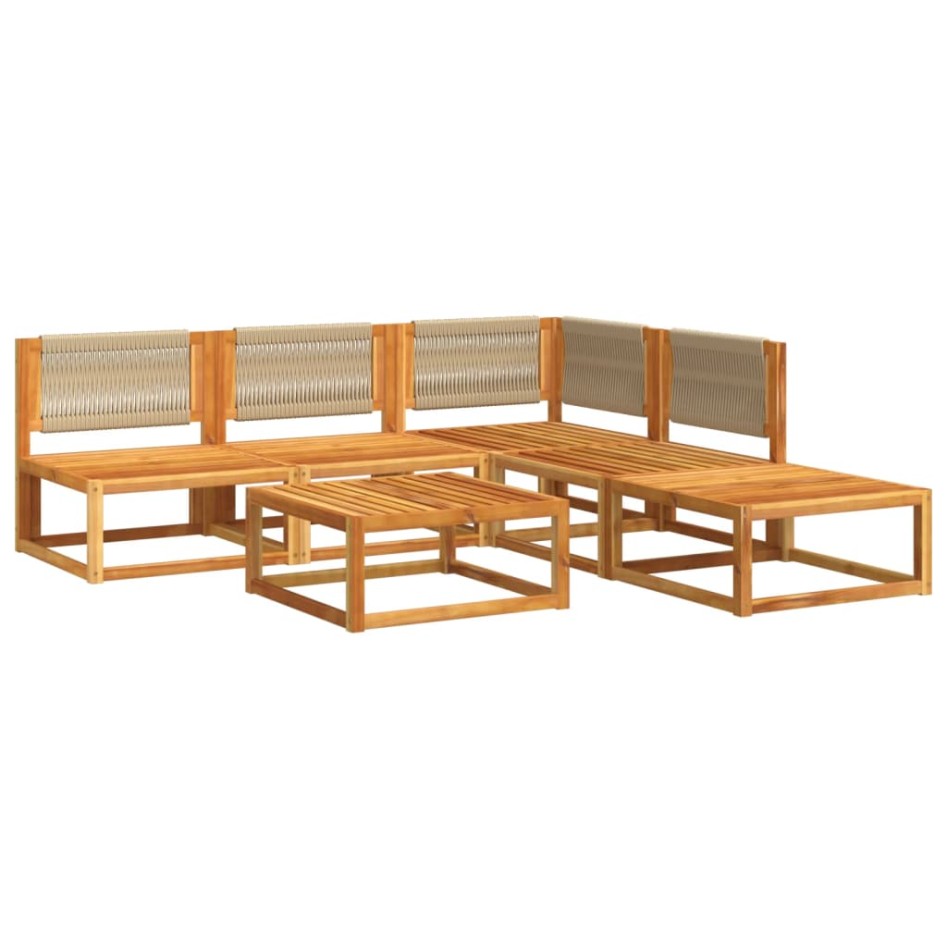 Set de sofás de jardín con cojines 6 pzas madera maciza