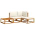 Set sofás de jardín con cojines 4 pzas madera maciza de