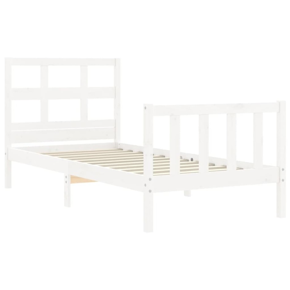 Estructura de cama individual con cabecero madera maciza
