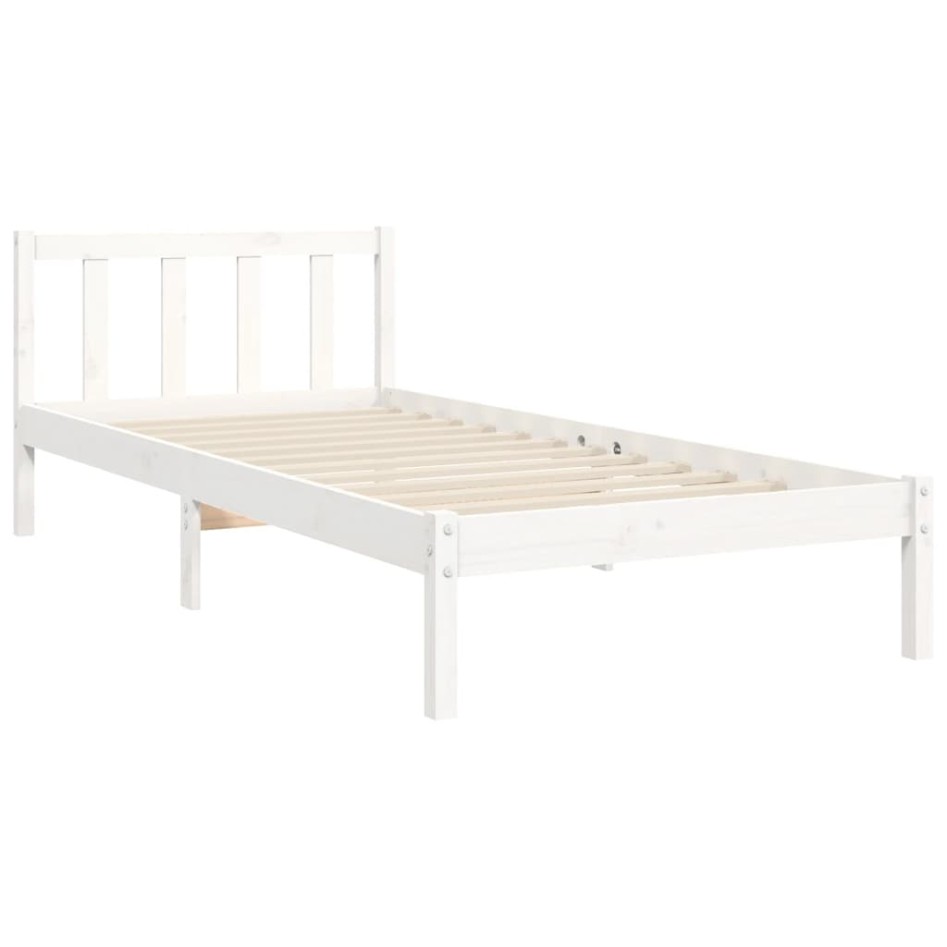 Estructura de cama individual con cabecero madera maciza