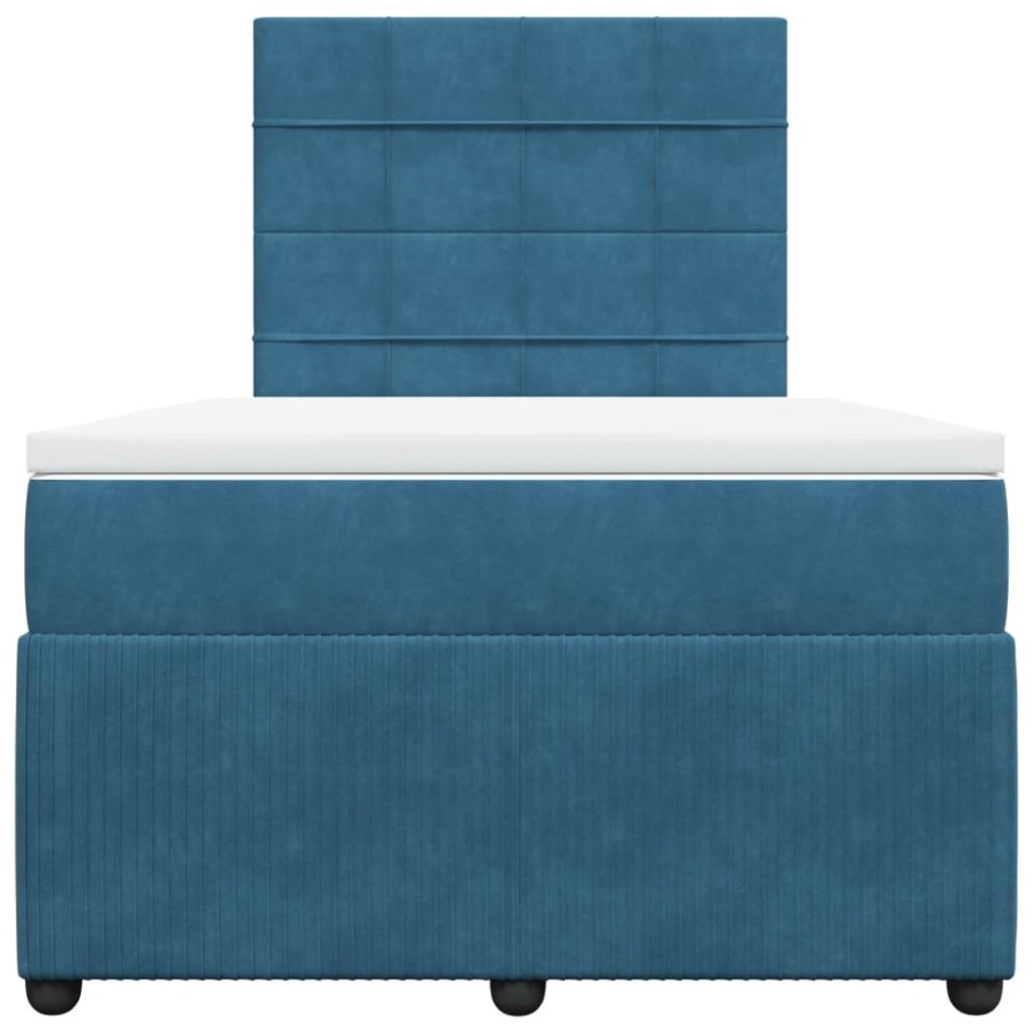 Cama box spring con colchón terciopelo azul 120x190