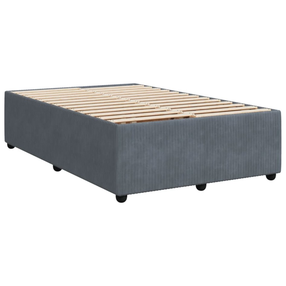 Cama box spring con colchón terciopelo gris oscuro 120x190