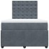 Cama box spring con colchón terciopelo gris oscuro 120x200