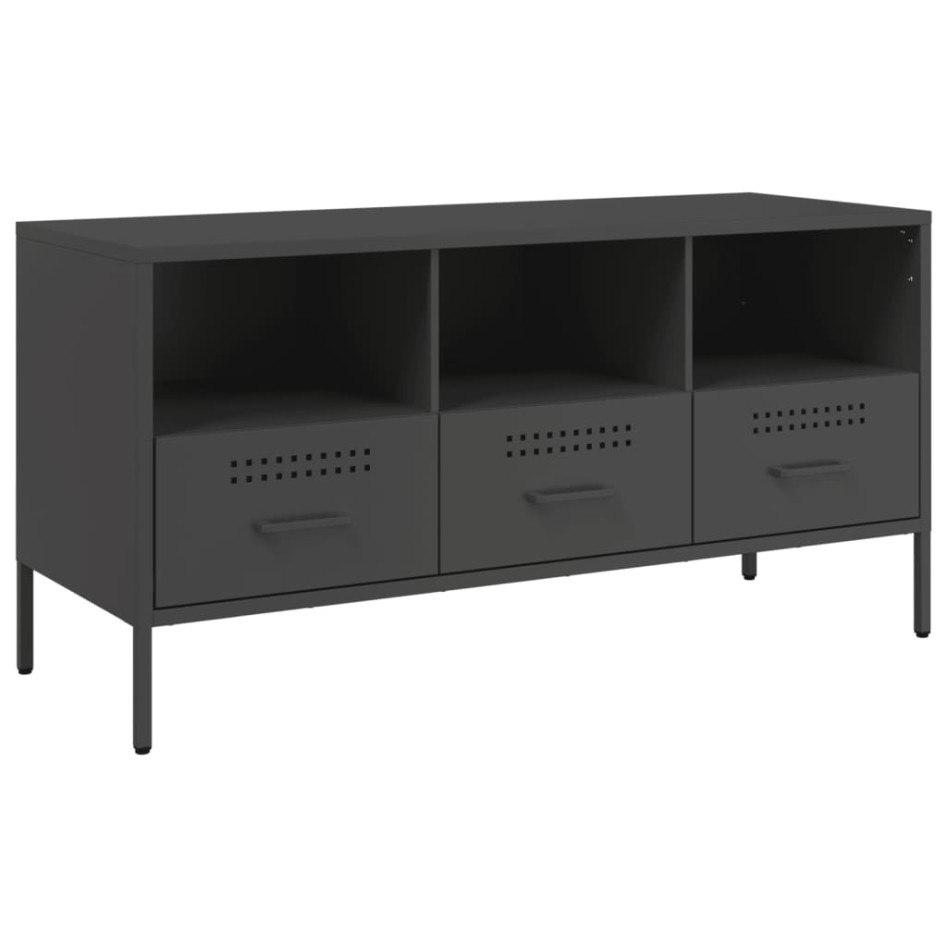 Mueble para TV acero negro 100,5x39x50,5