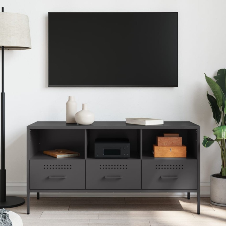 Mueble para TV acero negro 100,5x39x50,5