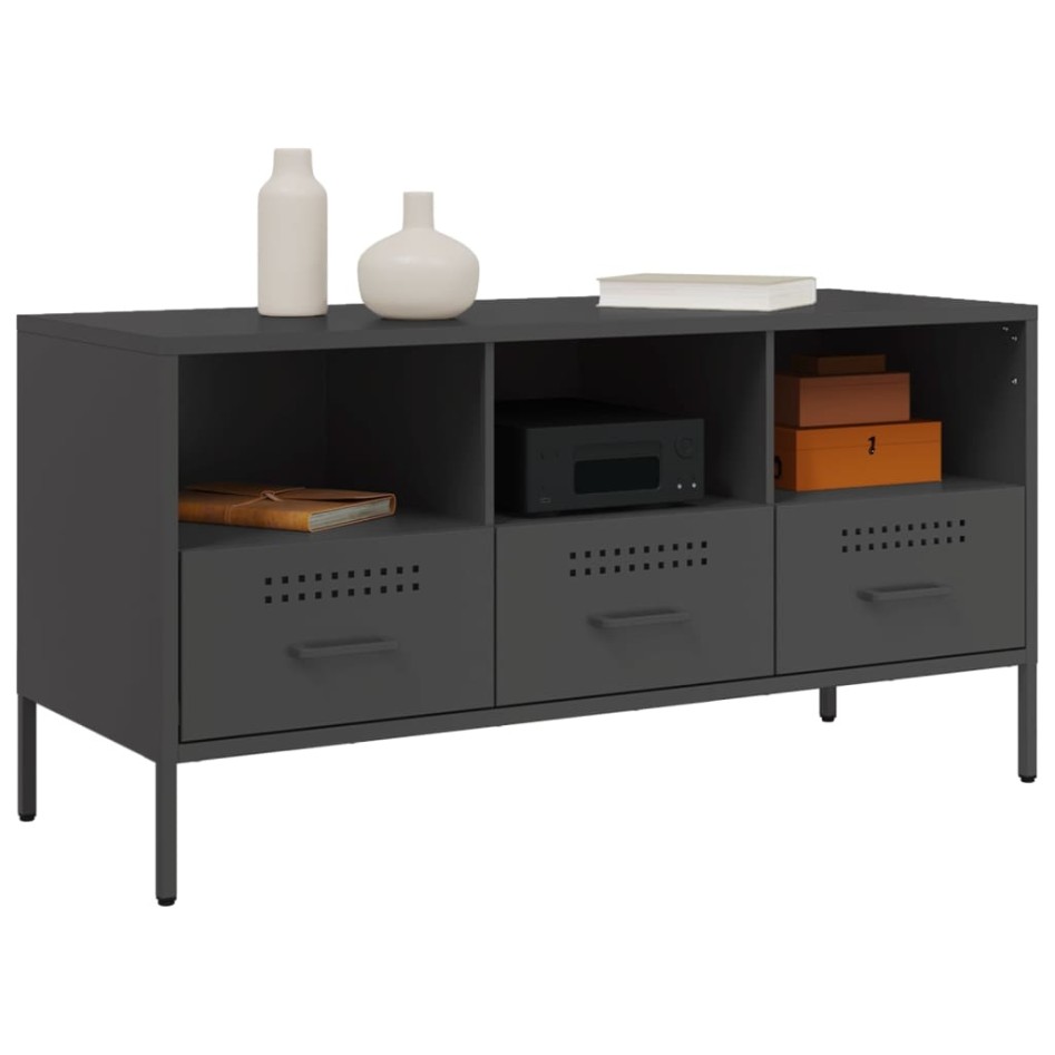 Mueble para TV acero negro 100,5x39x50,5