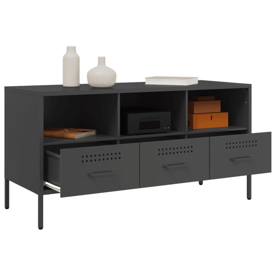 Mueble para TV acero negro 100,5x39x50,5