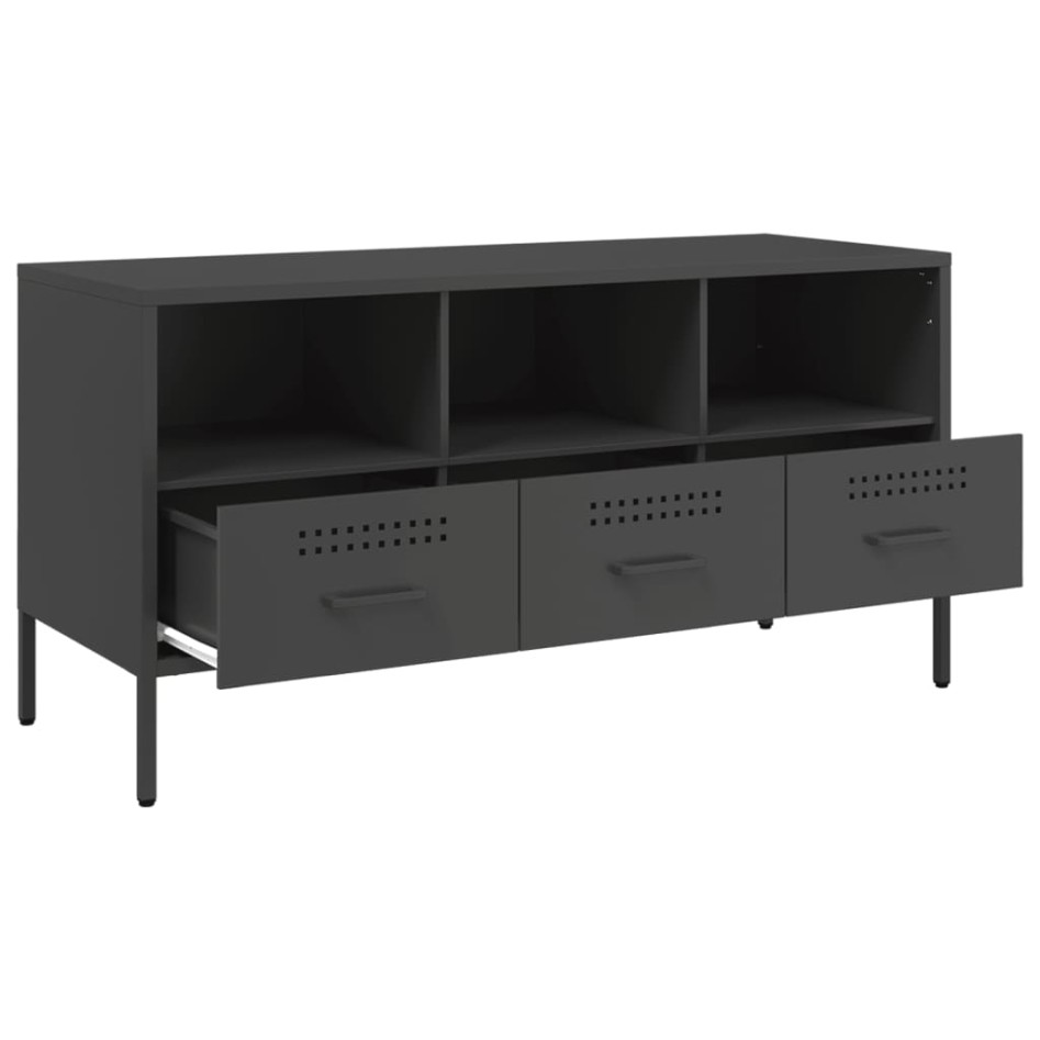 Mueble para TV acero negro 100,5x39x50,5