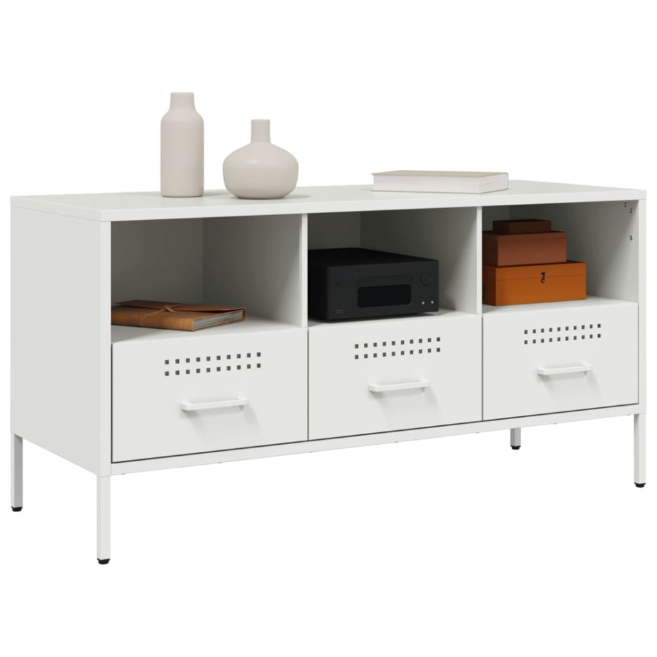 Mueble para TV acero blanco 100,5x39x50,5