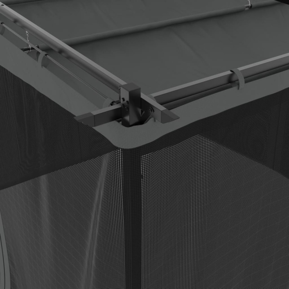 Cenador con paredes de malla acero gris antracita 3x3