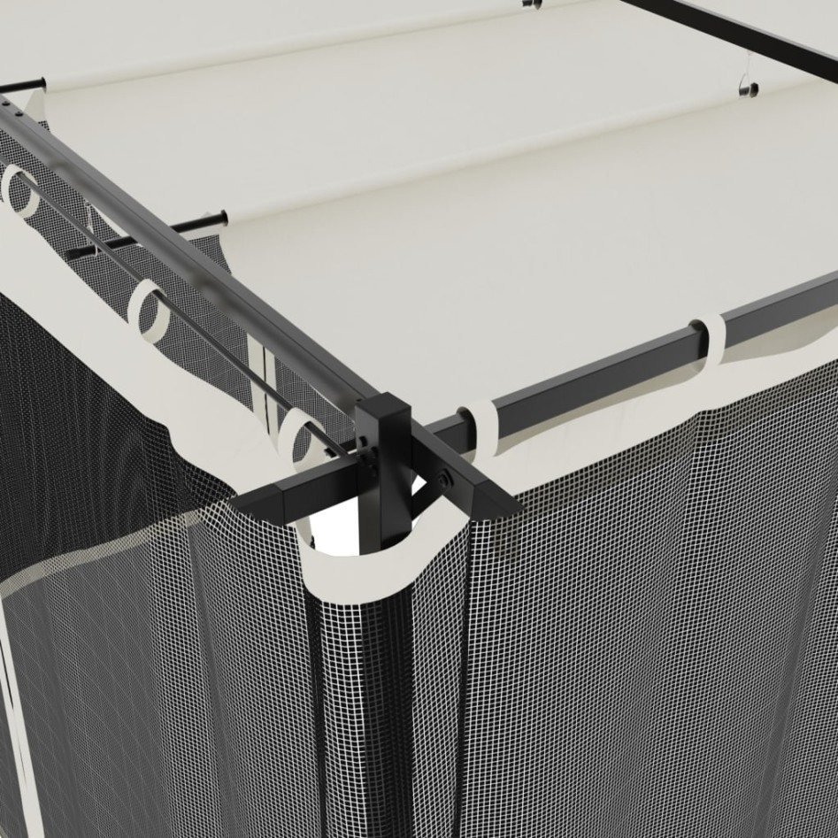 Cenador con paredes de malla acero crema 6x3