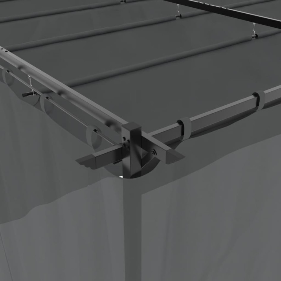 Cenador con cortinas acero gris antracita 6x3