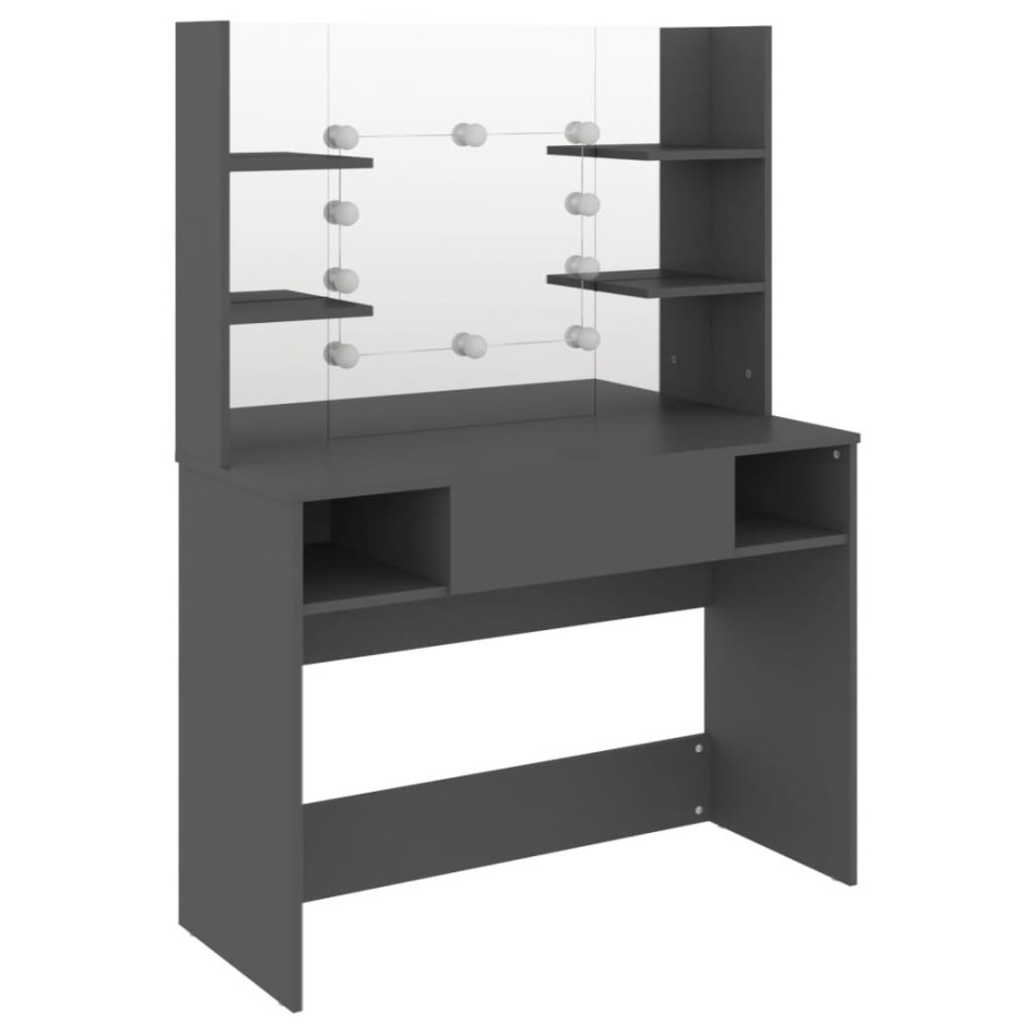 Tocador de maquillaje con luces LED MDF gris 100x40x135