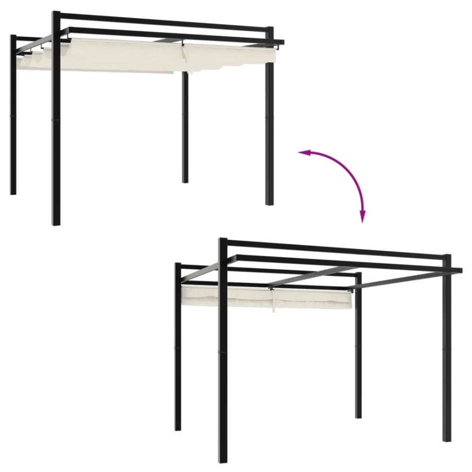 Cenador de jardín con techo retráctil aluminio crema 3x3