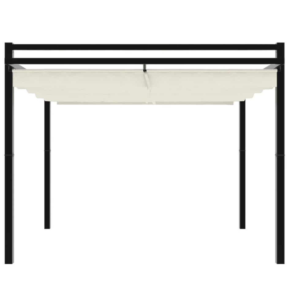 Cenador de jardín con techo retráctil aluminio crema 3x3