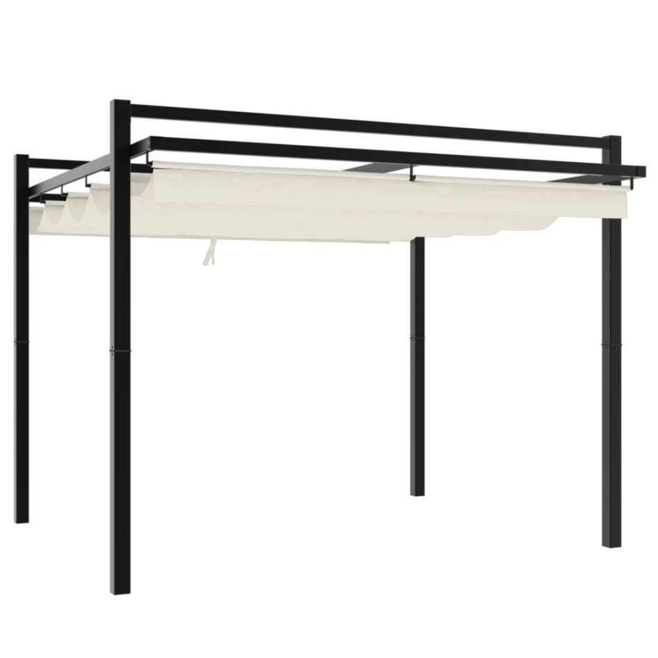 Cenador de jardín con techo retráctil aluminio crema 3x3