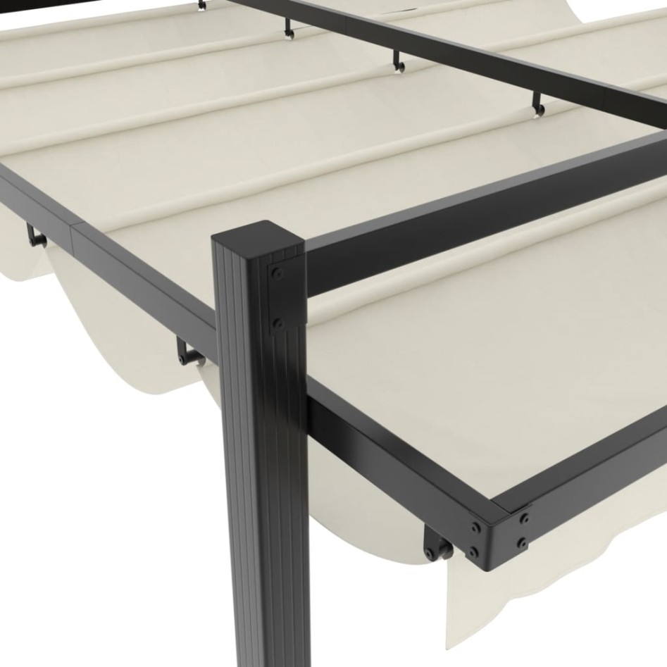 Cenador de jardín con techo retráctil aluminio crema 3x3