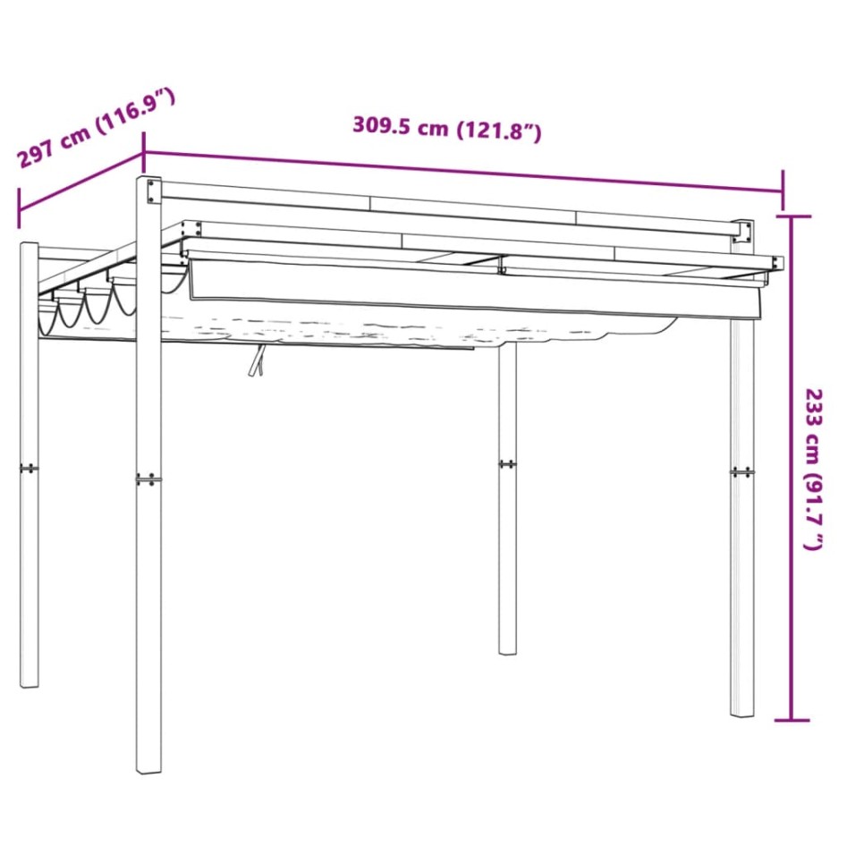 Cenador de jardín con techo retráctil aluminio crema 3x3