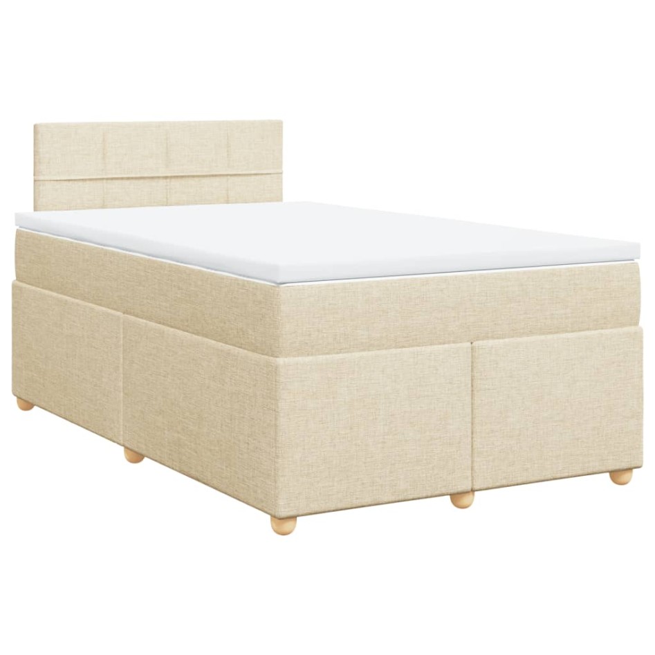 Cama box spring con colchón tela color crema 120x200