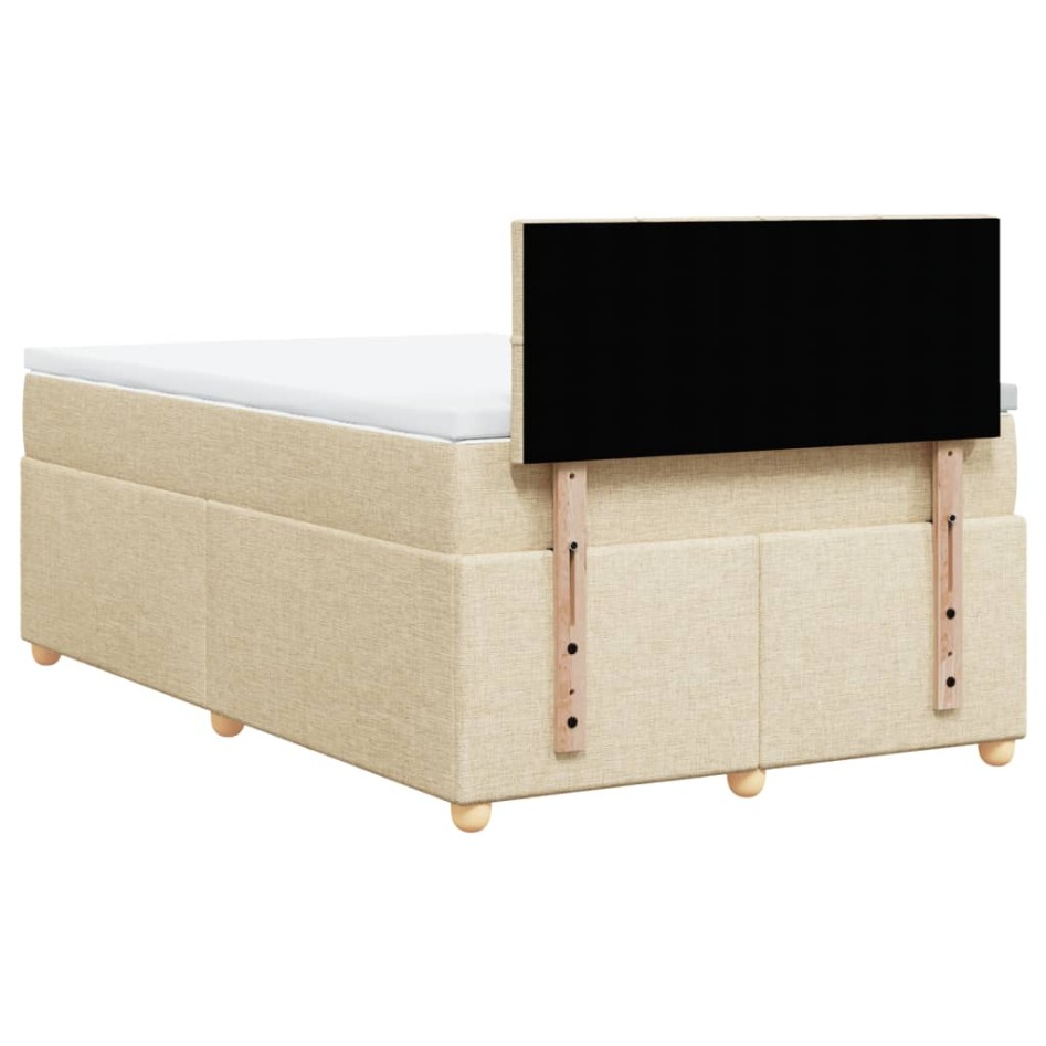 Cama box spring con colchón tela color crema 120x200