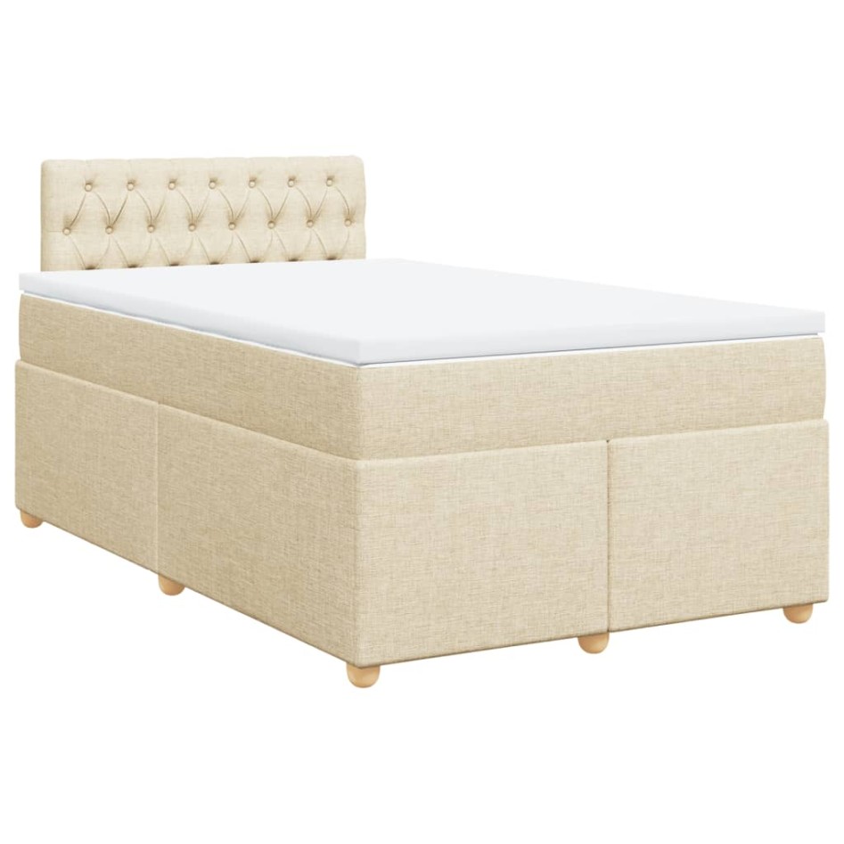 Cama box spring con colchón tela color crema 120x200