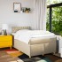 Cama box spring con colchón tela color crema 120x200